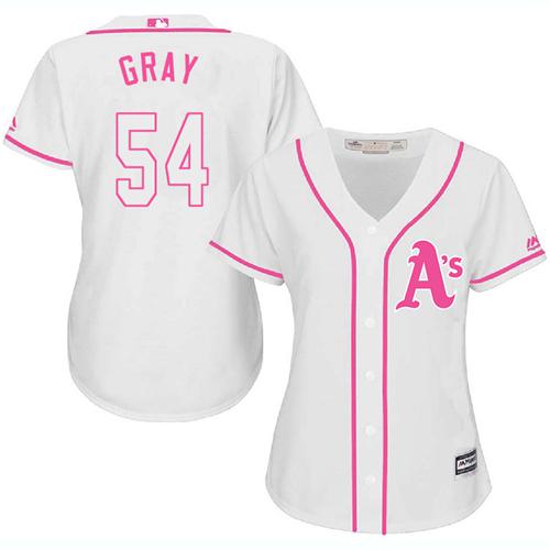 Athletics #54 Sonny Gray White/Pink Fashion Women's Stitched MLB Jersey